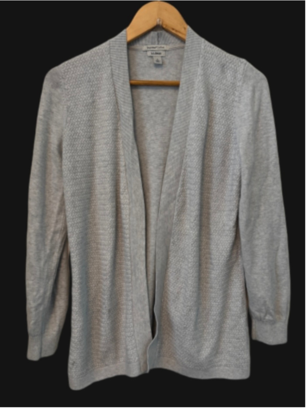 L.L. Bean gry supima cotton open cardigan WM S sustainable quiet luxury